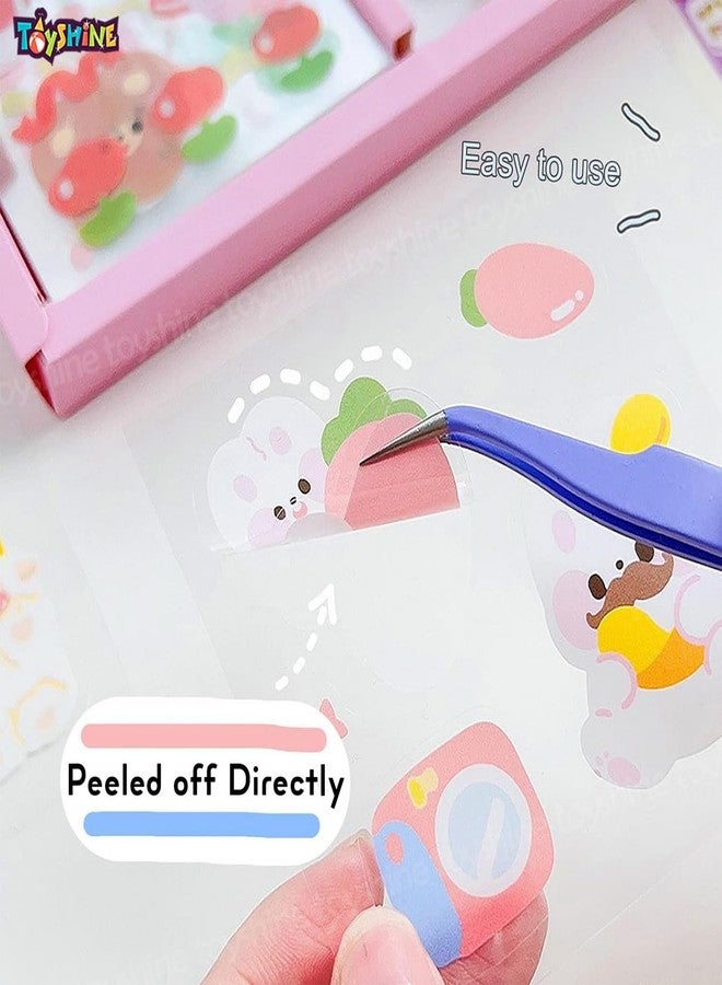 توي شاين ملصقات توي شاين شفافة ذاتية اللصق مقاومة للماء، 2000 قطعة، بتصميم كاواي واشي، مثالية لزجاجات المياه، أجهزة الكمبيوتر المحمولة، سجلات القصاصات، وتدوين اليوميات. 200 ورقة ملصقات في علبة هدايا - مقاس 36 × 15 سم - Image 5